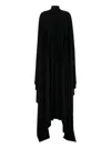 Balenciaga Viscose Dress Draped Design Flowing Silhouette In Black