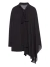 Balenciaga Black Georgette Scarf Blouse In Black