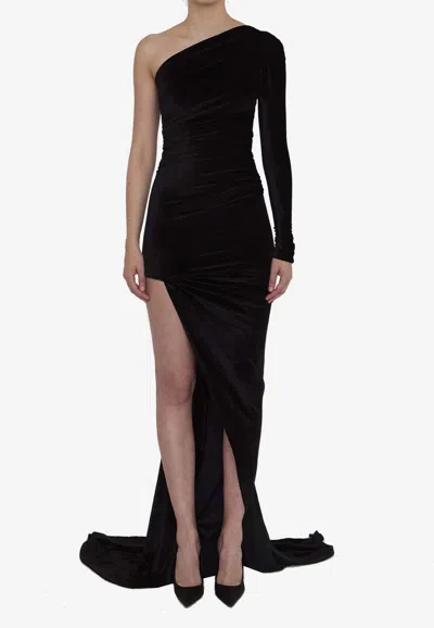 Balenciaga Women Velvet Long Dress In Multi