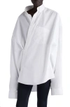 BALENCIAGA ASYMMETRIC OVERSIZE COTTON POPLIN WRAP SHIRT