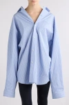 Balenciaga Knotted Shirt In Sky Blue/white