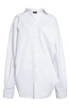 Balenciaga Asymmetric Shirt With Logo Embroidery In White