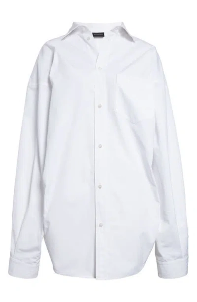 BALENCIAGA BALENCIAGA ASYMMETRIC OVERSIZE STRIPE BUTTON-UP SHIRT