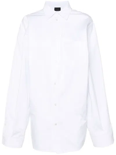Balenciaga Off-shoulder White Cotton Poplin Long Sleeve Shirt