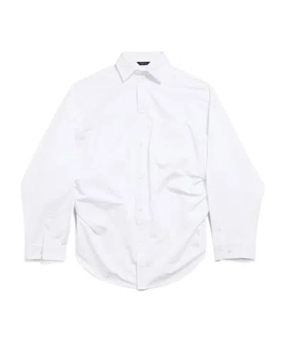 Balenciaga Asymmetric Poplin Shirt In White