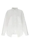Balenciaga White Shirt With Pointed Collar And Front Slit In Cotton Woman In White