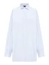 Balenciaga Asymmetric Shirt With Logo Embroidery In Sky Blue White
