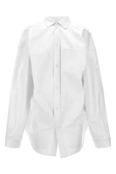Balenciaga Asymmetric Shirt With Logo Embroidery In White