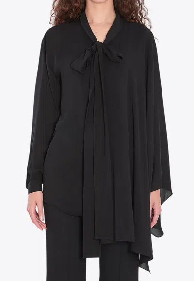 Balenciaga Asymmetric Silk Scarf Blouse