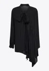 Balenciaga Asymmetric Silk Scarf Blouse In Animal Print