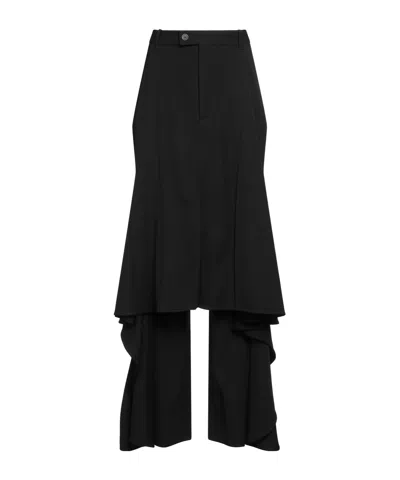 Balenciaga Asymmetric Solid-color Twill Midi Skirt In Black