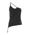 Balenciaga Asymmetric Strap-detail Tank Top In Black