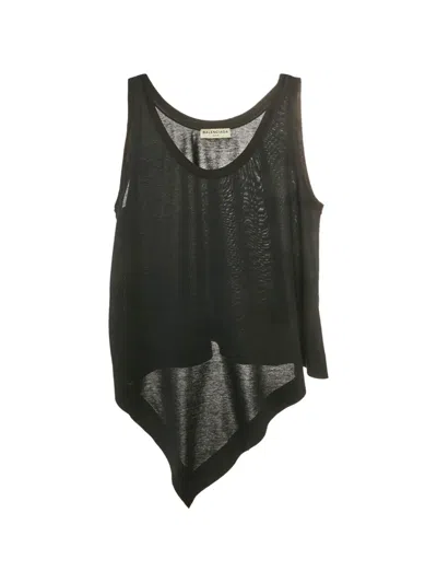 Pre-owned Balenciaga Asymmetric Stretch-knit Tank Top In Black