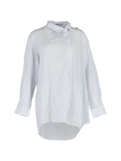 Pre-owned Balenciaga Asymmetric Striped Shirt In White