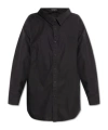 Balenciaga Logo Print Oversized Long-sleeved Shirt In Black