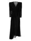 Balenciaga Maxi Dress With Puff Shoulders And Ruffles In Black