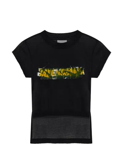 Balenciaga Asymmetrical Logo-print T-shirt In Black