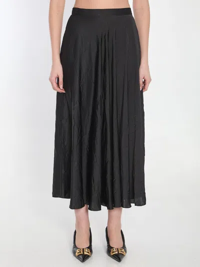 Balenciaga Asymmetrical Midi Skirt In Black