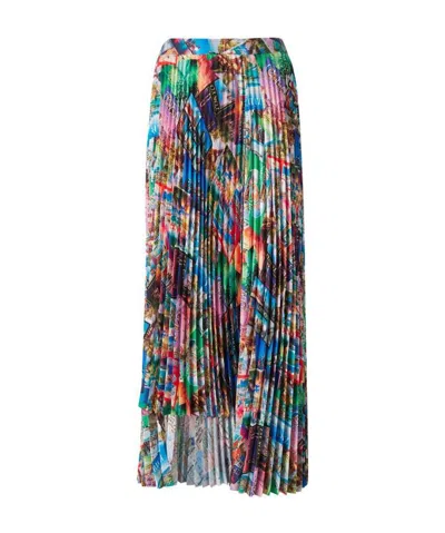 Balenciaga Asymmetrical Pleated Skirt In Multicolor