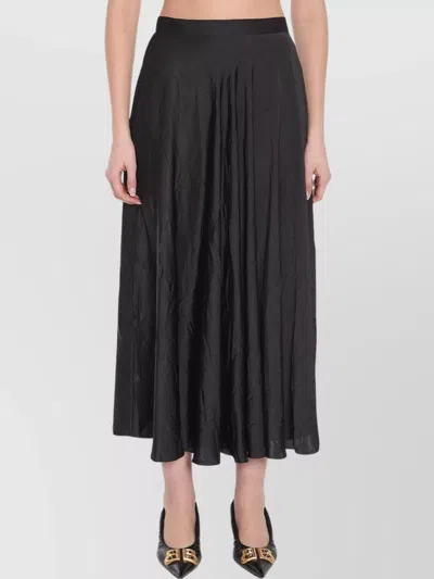 Balenciaga Asymmetrical Satin Midi Skirt In Black