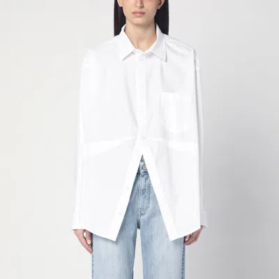 BALENCIAGA BALENCIAGA ASYMMETRICAL WHITE COTTON SHIRT