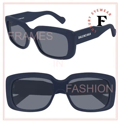 Pre-owned Balenciaga Authentic Paris Navy Blue 0072 Rectangular Unisex Sunglasses Bb0072s