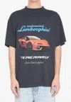 Balenciaga Black Cotton Lamborghini T-shirt In Black