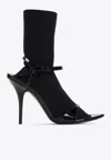 Balenciaga Avenue Sock Black Sandal In Patent Leather And Mesh In Black