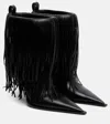 Balenciaga Avenue Fringe Ankle Boots Pointed Toe Pull Tab In Black