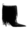 Balenciaga Avenue Fringe Ankle Boots Pointed Toe Pull Tab In Black