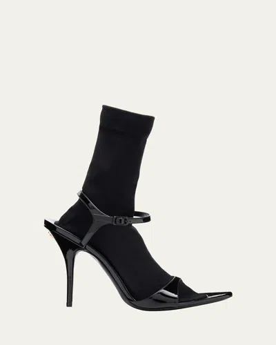 BALENCIAGA AVENUE ANKLE-STRAP SOCK SANDALS