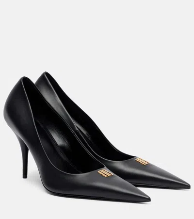 BALENCIAGA AVENUE BB EDITOR 90 LEATHER PUMPS