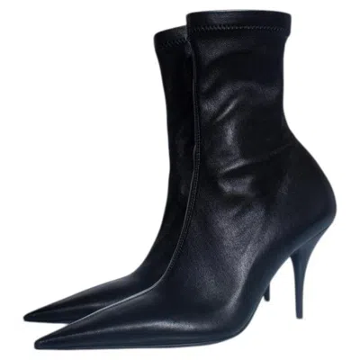 Pre-owned Balenciaga , Avenue Bootie In Black Stretch Leather