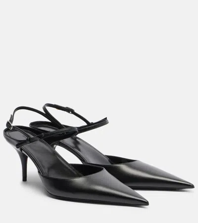 Balenciaga Avenue Bow Leather Slingback Pumps In Black