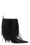 Balenciaga Avenue Fringe Ankle Boots Pointed Toe Pull Tab In Black