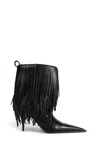 Balenciaga Avenue Fringe Ankle Boots Pointed Toe Pull Tab In Black