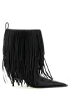 Balenciaga Avenue Fringe Ankle Boots Pointed Toe Pull Tab In Black