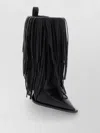 Balenciaga Avenue Fringe Ankle Boots Pointed Toe Pull Tab In Black