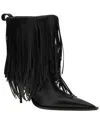 Balenciaga Avenue Fringe Ankle Boots Pointed Toe Pull Tab In Black