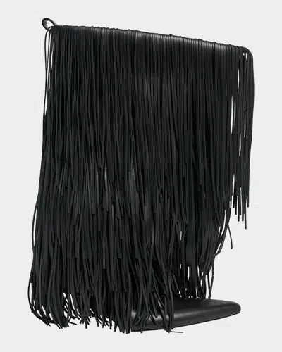 Balenciaga Avenue Fringe Leather Booties In Black