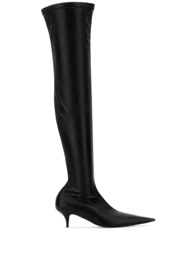 Balenciaga 50mm Avenue Leather Boots In Black