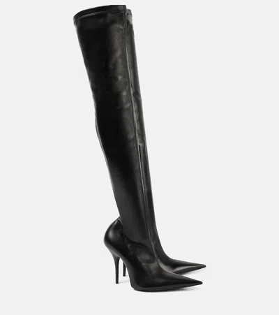 Balenciaga Avenue Leather Over-the-knee Boots In Black