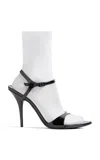 Balenciaga Avenue Sock Black Sandal In Patent Leather And Mesh In Black,white