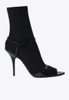Balenciaga Avenue Sock Black Sandal In Patent Leather And Mesh