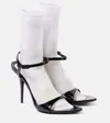 Balenciaga Avenue Sock Black Sandal In Patent Leather And Mesh In Black