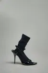 Balenciaga Avenue Sock Black Sandal In Patent Leather And Mesh In Black