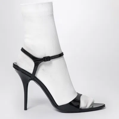 Balenciaga Avenue Sock Black Sandal In Patent Leather And Mesh