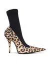 Balenciaga Printed Suede Avenue Sock Pumps In Leopard & Black