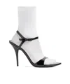 Balenciaga Avenue Sock Black Sandal In Patent Leather And Mesh In White
