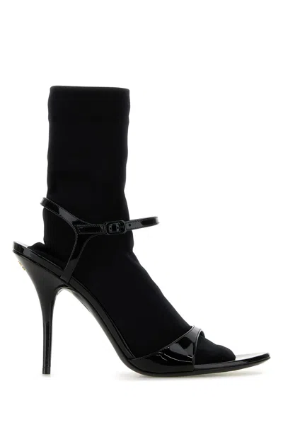 BALENCIAGA BALENCIAGA BLACK LEATHER AVENUE SOCK SANDALS